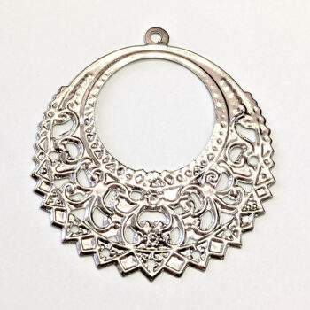 Lightweight Filigree Round Large Hoop Pendant Silver