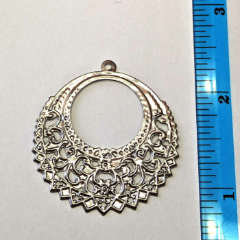 Lightweight Filigree Round Large Hoop Pendant Silver - Image 2