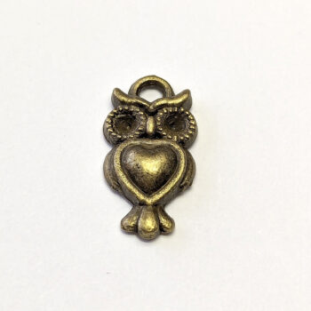 Cute Tiny Owl Charm Antique Bronze