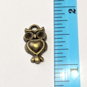 Cute Tiny Owl Charm Antique Bronze - Image 2