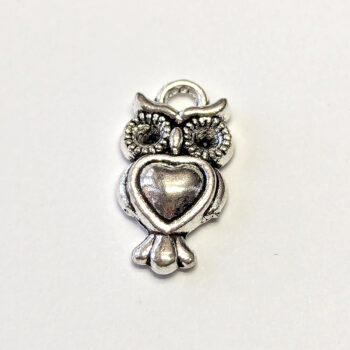 Cute Tiny Owl Charm Antique Silver