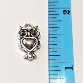 Cute Tiny Owl Charm Antique Silver - Image 2