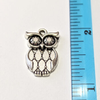 Hollow Sitting Owl Charm Antique Silver - Image 2