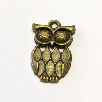 Hollow Sitting Owl Charm Antique Bronze