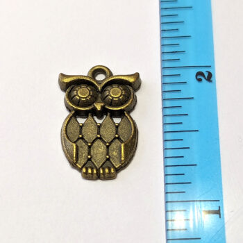 Hollow Sitting Owl Charm Antique Bronze - Image 2