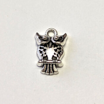 Tiny Owl Charm Antique Silver