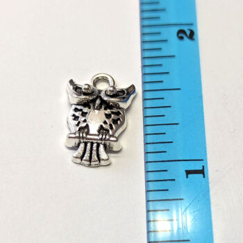 Tiny Owl Charm Antique Silver - Image 2