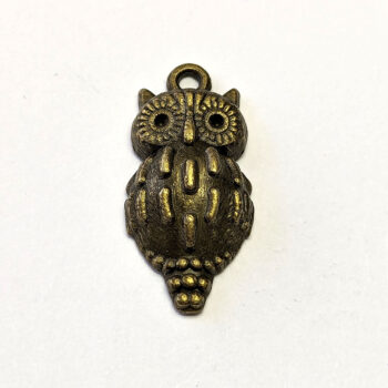 Teardrop Owl Charm Antique Bronze