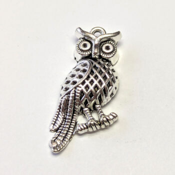 Antique Silver Owl on a Branch Charm