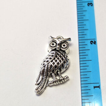 Antique Silver Owl on a Branch Charm - Image 2