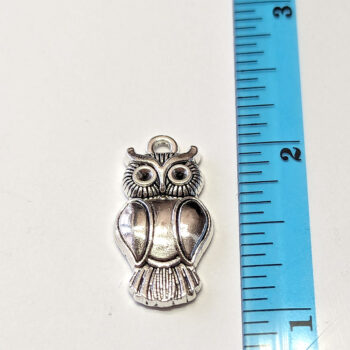 Antique Silver Narrow Owl Charm - Image 2