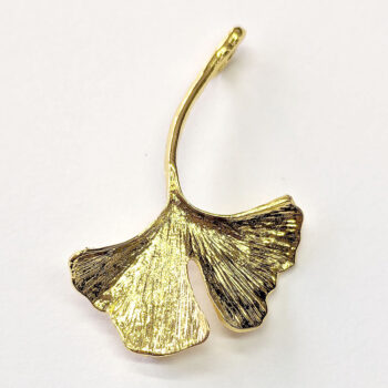 Gold Ginkgo Biloba Leaf Connector Pendant