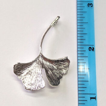 Silver Ginkgo Biloba Leaf Connector Pendant - Image 3