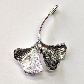 Silver Ginkgo Biloba Leaf Connector Pendant