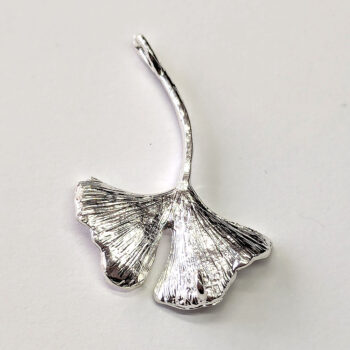 Silver Ginkgo Biloba Leaf Connector Pendant - Image 2