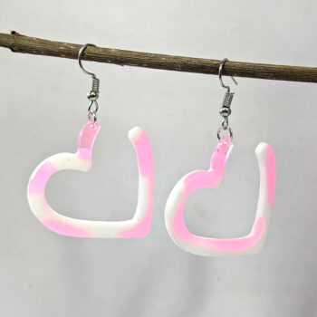 Colored and White Open Heart Resin Earrings - Image 5