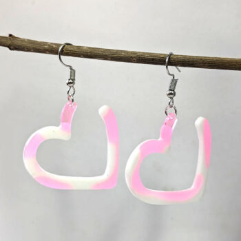 Colored and White Open Heart Resin Earrings - Image 3