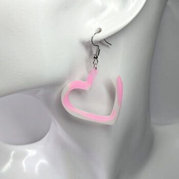 Colored and White Open Heart Resin Earrings