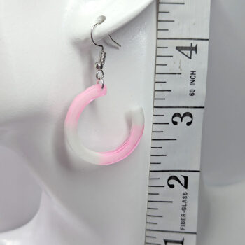 Colored and White Open Hoop Resin Earrings - Image 2