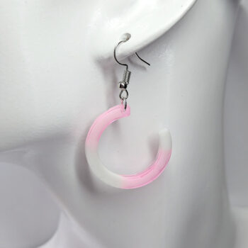 Colored and White Open Hoop Resin Earrings