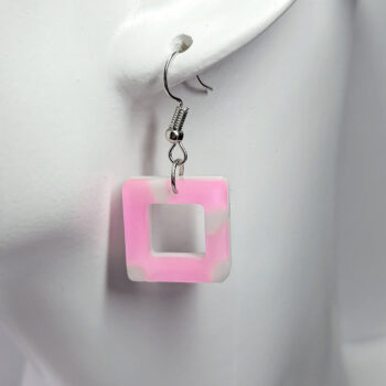 Colored and White Hollow Square Resin Earrings