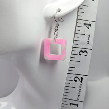 Colored and White Hollow Square Resin Earrings - Image 2