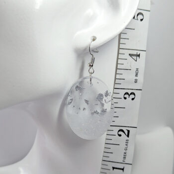 Silver Gold Leaf Mica Oval Resin Earrings - Image 2