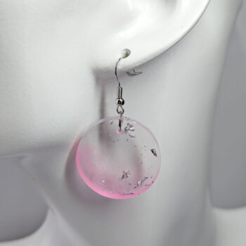 Colored Silver Gold Leaf Mica Round Resin Earrings - Image 5