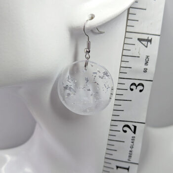 Silver Gold Leaf Mica Round Resin Earrings - Image 2