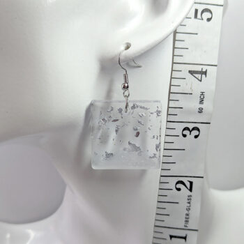 Silver Gold Leaf Mica Square Resin Earrings - Image 2