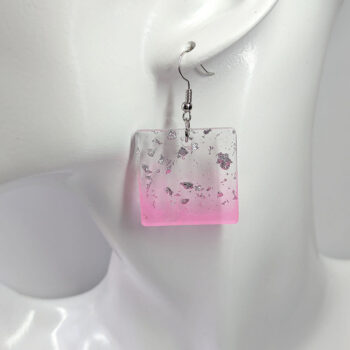 Colored Silver Gold Leaf Mica Square Resin Earrings - Image 6