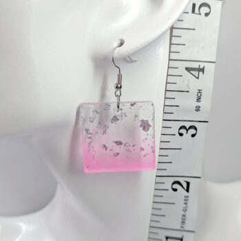 Colored Silver Gold Leaf Mica Square Resin Earrings - Image 2