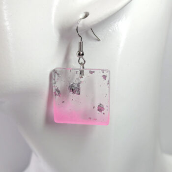 Colored Silver Gold Leaf Mica Small Square Resin Earrings - Image 6