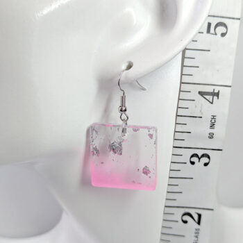 Colored Silver Gold Leaf Mica Small Square Resin Earrings - Image 2