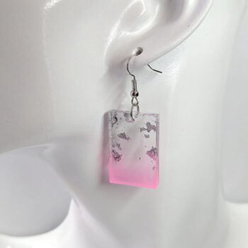 Colored Silver Gold Leaf Mica Rectangle Resin Earrings - Image 6