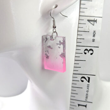 Colored Silver Gold Leaf Mica Rectangle Resin Earrings - Image 2