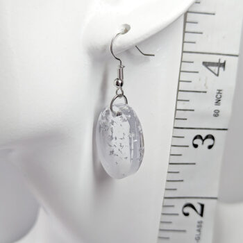 Silver Gold Leaf Mica Small Oval Resin Earrings - Image 2