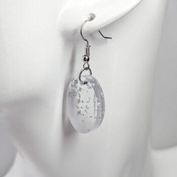 Silver Gold Leaf Mica Small Oval Resin Earrings - Image 7