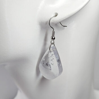 Silver Gold Leaf Mica Small Teardrop Resin Earrings - Image 6