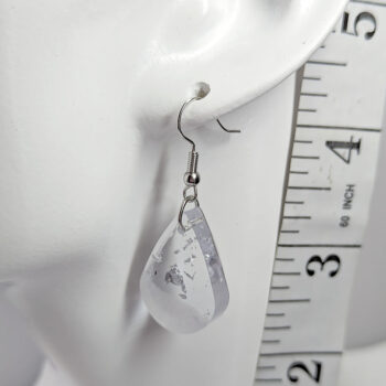 Silver Gold Leaf Mica Small Teardrop Resin Earrings - Image 2