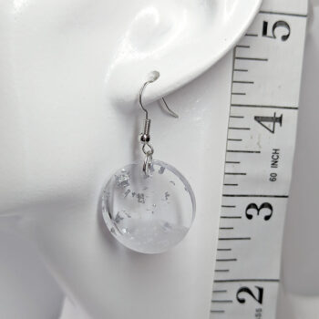 Silver Gold Leaf Mica Small Circle Resin Earrings - Image 2