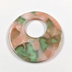 Pink Green Mint Double Circle Round Resin Acrylic Pendant