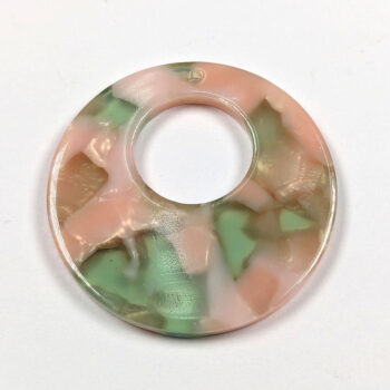 Pink Green Mint Double Circle Round Resin Acrylic Pendant