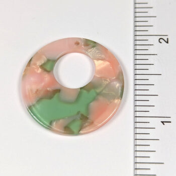 Pink Green Mint Double Circle Round Resin Acrylic Pendant - Image 2