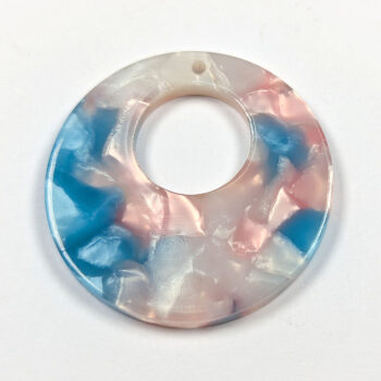 Pink Blue White Double Circle Round Resin Acrylic Pendant
