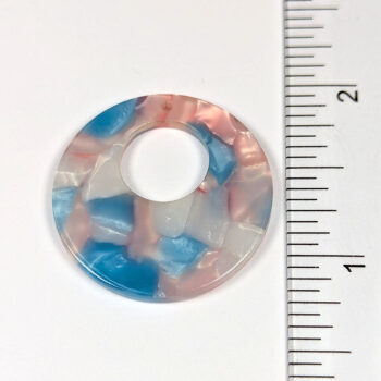Pink Blue White Double Circle Round Resin Acrylic Pendant - Image 2
