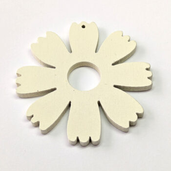 Large White Eight Petals Flower Teardrop Wood Pendant - Image 4