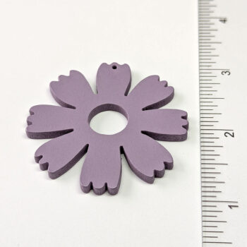 Large Purple Eight Petals Flower Teardrop Wood Pendant - Image 2