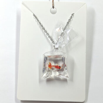 Ocean Salt Water Fish in a Bag Orange White Resin Necklace - Image 9