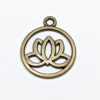 Lotus Flower Yoga Hoop Charm Antique Bronze